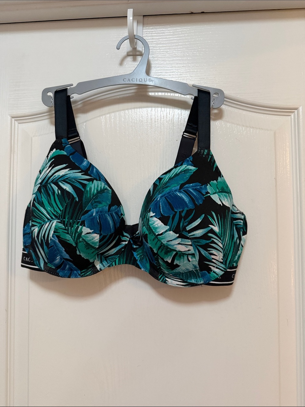 Lane Bryant Cacique Cotton tshirt bra size 38DD palm tree print